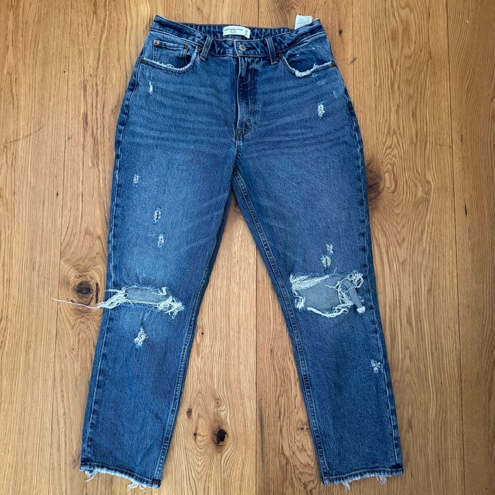 Abercrombie & Fitch Curve Love The Mom High Rise Denim Jeans